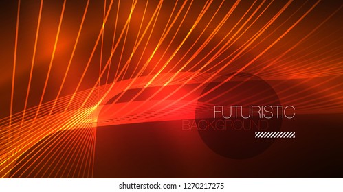 Neon glowing magic background, neon banner, night sky wallpaper. Magic light vector effect. Christmas abstract pattern.
