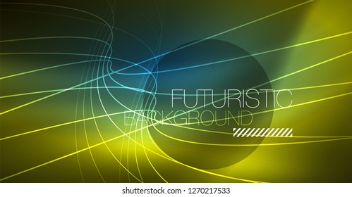 Neon glowing magic background, neon banner, night sky wallpaper. Magic light vector effect. Christmas abstract pattern.