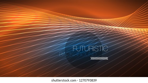Neon glowing magic background, neon banner, night sky wallpaper. Magic light vector effect. Christmas abstract pattern.