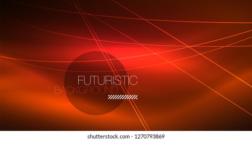 Neon glowing magic background, neon banner, night sky wallpaper. Magic light vector effect. Christmas abstract pattern.