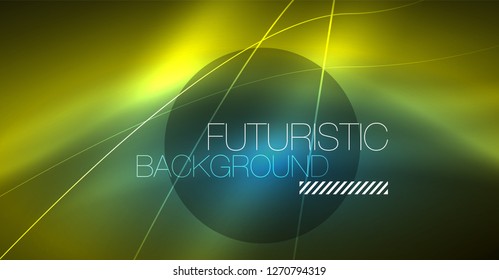 Neon glowing magic background, neon banner, night sky wallpaper. Magic light vector effect. Christmas abstract pattern.