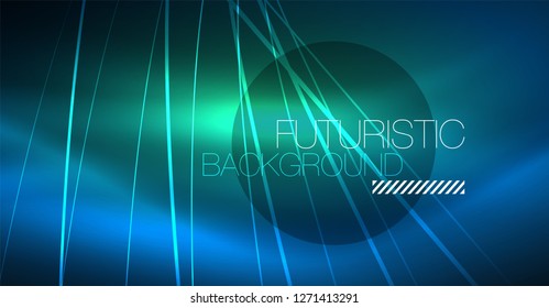 Fondo mágico brillante neón, pancarta de neón, papel tapiz de cielo nocturno. Efecto vector de luz mágica. Patrón abstracto de Navidad.