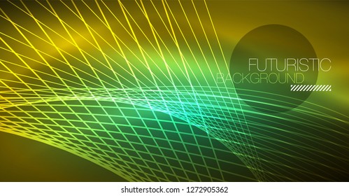 Neon leuchtend magischer Hintergrund, Neonbanner, Nachthimmelhintergrund. Magischer Licht-Vektoreffekt. Abstraktes Weihnachtsmuster.