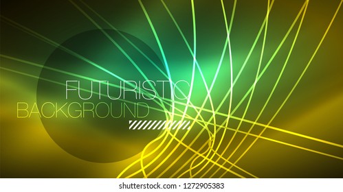 Neon glowing magic background, neon banner, night sky wallpaper. Magic light vector effect. Christmas abstract pattern.