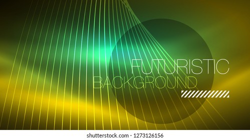 Neon glowing magic background, neon banner, night sky wallpaper. Magic light vector effect. Christmas abstract pattern.