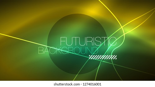 Neon glowing magic background, neon banner, night sky wallpaper. Magic light vector effect. Christmas abstract pattern.