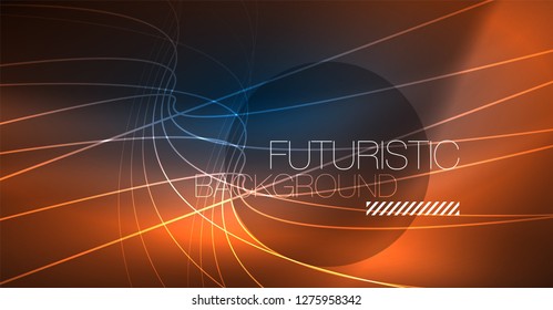 Neon glowing magic background, neon banner, night sky wallpaper. Magic light vector effect. Christmas abstract pattern.