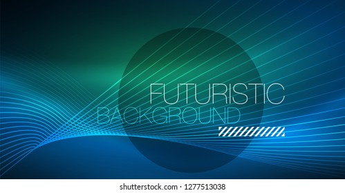 Neon glowing magic background, neon banner, night sky wallpaper. Magic light vector effect. Christmas abstract pattern.