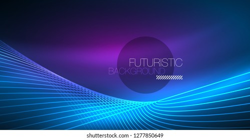 Fondo mágico brillante neón, pancarta de neón, papel tapiz de cielo nocturno. Efecto vector de luz mágica. Patrón abstracto de Navidad.