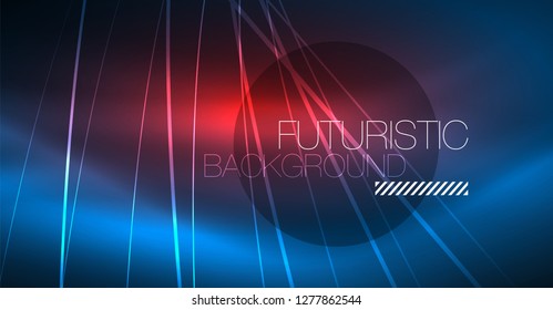 Neon glowing magic background, neon banner, night sky wallpaper. Magic light vector effect. Christmas abstract pattern.