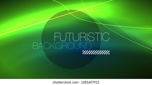 Neon glowing magic background, neon banner, night sky wallpaper. Magic light vector effect. Christmas abstract pattern.