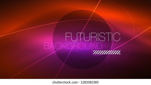 Neon glowing magic background, neon banner, night sky wallpaper. Magic light vector effect. Christmas abstract pattern.