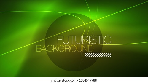 Neon glowing magic background, neon banner, night sky wallpaper. Magic light vector effect. Christmas abstract pattern.