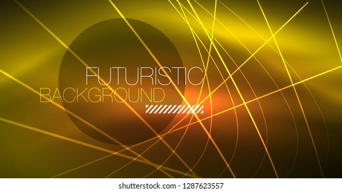 Neon glowing magic background, neon banner, night sky wallpaper. Magic light vector effect. Christmas abstract pattern.