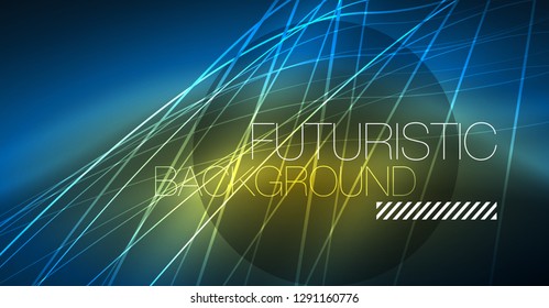 Neon glowing magic background, neon banner, night sky wallpaper. Magic light vector effect. Christmas abstract pattern.