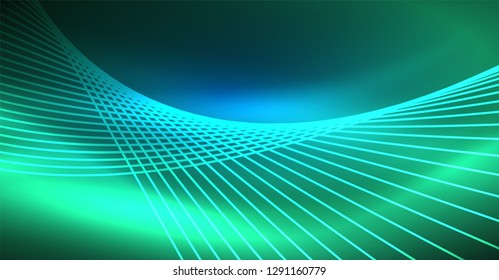 Neon glowing magic background, neon banner, night sky wallpaper. Magic light vector effect. Christmas abstract pattern.