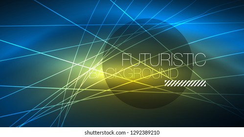 Neon glowing magic background, neon banner, night sky wallpaper. Magic light vector effect. Christmas abstract pattern.