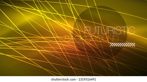 Neon glowing magic background, neon banner, night sky wallpaper. Magic light vector effect. Christmas abstract pattern.