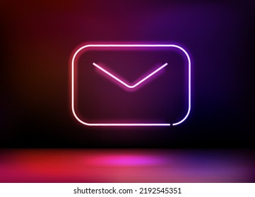 Neon glowing mail icon. 3d vector illustration



