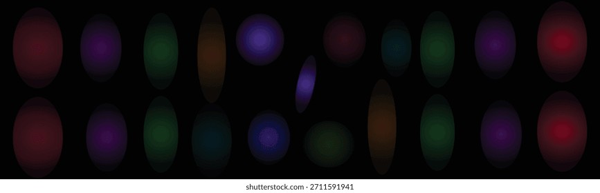 Patrón de orbe brillante de neón sobre fondo negro con efectos de luz futuristas para visuales de música, diseño de vida nocturna, interfaces tecnológicas, gráficos para juegos, medios de movimiento y fondos abstractos digitales