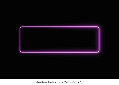 Neon glowing pink purple gradient 3d rectangle frame border with blank center