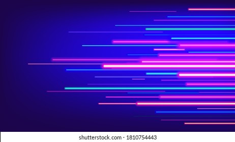 Neon Glowing Rays Speed Line Technology Scince Background