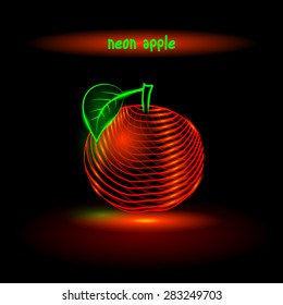 neon glowing red apple