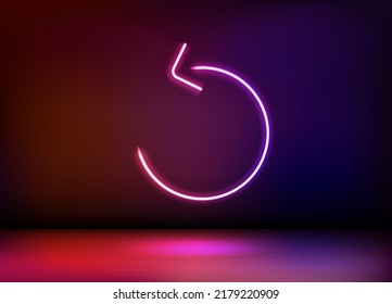 Neon glowing refresh icon. 3d vector illustration





