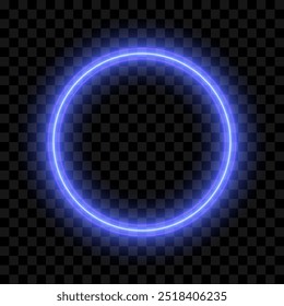 Neon glowing ring, circle frame, vector illustration.