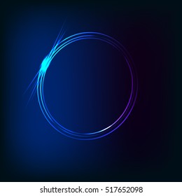 Neon glowing ring on a dark background. Vector illustration.