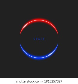 Marco redondeado neón brillante. Elemento de signo de la barra de noche. Círculo luminiscente. Ilustración del vector