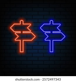 Neon glowing sign and arrow..