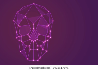 
Neon glowing skull made of lines and triangles. Vector EPS 10