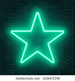 Neon glowing star sign. Can be used as a text frame.