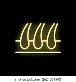 Neon glowing symbol of hair transplantation representing hair follicles being moved to the scalp