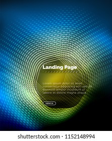 Neon glowing techno hexagon shape lines, hi-tech futuristic abstract background, landing page template. Vector illustration