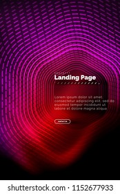 Neon glowing techno hexagon shape lines, hi-tech futuristic abstract background, landing page template. Vector illustration