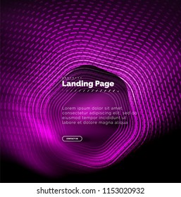 Neon glowing techno hexagon shape lines, hi-tech futuristic abstract background, landing page template. Vector illustration
