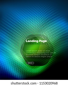 Neon glowing techno hexagon shape lines, hi-tech futuristic abstract background, landing page template. Vector illustration