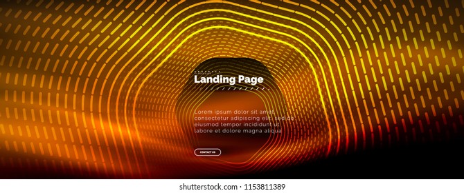 Neon glowing techno hexagon shape lines, hi-tech futuristic abstract background, landing page template. Vector illustration