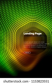 Neon glowing techno hexagon shape lines, hi-tech futuristic abstract background, landing page template. Vector illustration