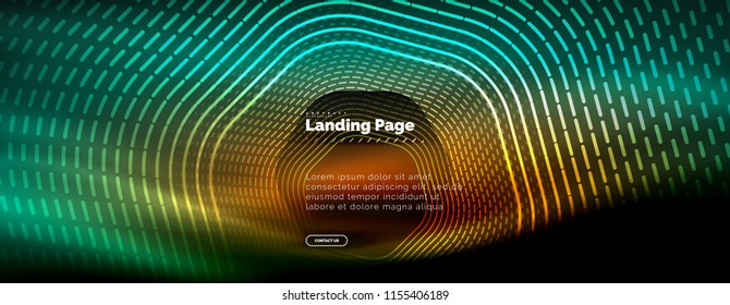 Neon glowing techno hexagon shape lines, hi-tech futuristic abstract background, landing page template. Vector illustration