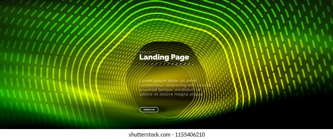Neon leuchtende Techno-Hexagon-Formlinien, High-Tech-futuristischer abstrakter Hintergrund, Landing Page Template. Vektorgrafik
