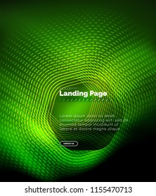 Neon glowing techno hexagon shape lines, hi-tech futuristic abstract background, landing page template. Vector illustration