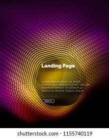 Líneas de forma hexágono tecno brillante neón, fondo abstracto futurista de alta tecnología, plantilla de página de aterrizaje. Ilustración del vector