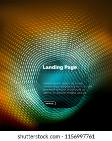 Neon glowing techno hexagon shape lines, hi-tech futuristic abstract background, landing page template. Vector illustration