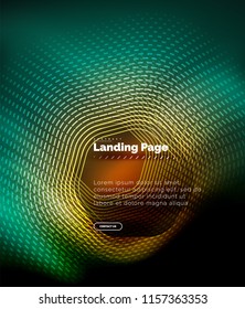 Neon glowing techno hexagon shape lines, hi-tech futuristic abstract background, landing page template. Vector illustration