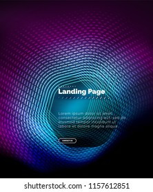 Neon glowing techno hexagon shape lines, hi-tech futuristic abstract background, landing page template. Vector illustration