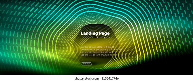 Neon glowing techno hexagon shape lines, hi-tech futuristic abstract background, landing page template. Vector illustration