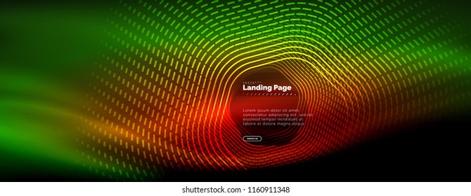 Líneas de forma hexágono tecno brillante neón, fondo abstracto futurista de alta tecnología, plantilla de página de aterrizaje. Ilustración del vector